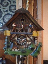 Vintage German E. Schmeckenbecher Black Forest Cuckoo Clock Sawmill Rare Piece