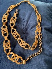 Vintage Gucci Gold Tone Chain Belt Interlocking Links Italy 80s 90s - 99cm