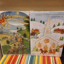 Vintage Hallmark Tri-fold Paper advent calendar 2 new in package Christmas 70's