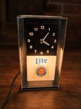 Vintage Miller Lite Lighted Beer Advertising Cube Clock Works Partially Repair