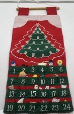 Vintage Wall Hanging Advent Calendar Handmade Chrisrmas Tree 23 Ornaments