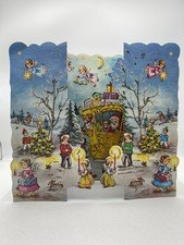 Vintage West Germany Paper Advent Calendar HACO Angels Santa Claus Glitter