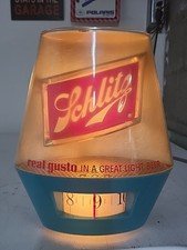 VTG 1960's SHLITZ Lighted Bar Clock with Motion Man Cave Decor Advertising Sign