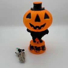 VTG 1969 Empire Halloween Jack-o'-lantern W/ Blk. Cat Witches & Skull Blow Mold