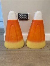 VTG Rare Union Halloween Candy Corn Lighted Blow Molds Lot of 2