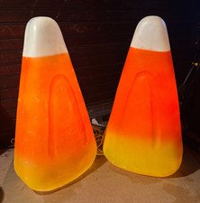 VTG Rare Union Halloween Candy Corn Lighted Blow Molds Lot of 2
