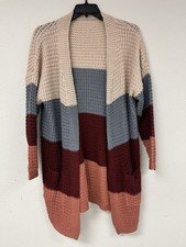 Women's Long Sleeve Cardigan Sweater With Pockets Size Xl