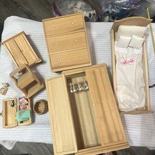 Wooden Doll House Bedroom Furniture For Barbie Size Doll