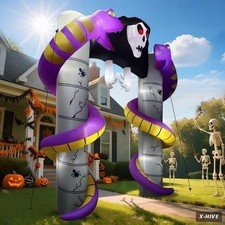 10FT Inflatable Halloween Ghost Archway with LED Lights for Yard Decor