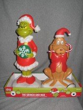 14" Grinch LED Dr Seuss The Grinch & Max Blow Mold - Set of 2