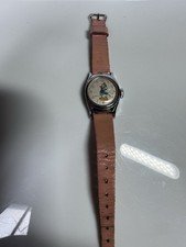 1955 US Time Donald Duck Disney Wrist Watch Pink Band Working Manual Wind