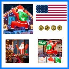6FT Christmas Inflatable Decorations Hanging Santa Built-in Bright LEDs, Clim...