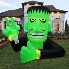 6FT Inflatable Frankenstein Halloween Decoration - LED Lights for Yard & Lawn