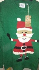 A New With Tag Authentic Christmas Jumpers Women's Green Santa Vibrant...