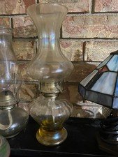 Antique 1800's Clear Glass/Ribbed Pedestal Oil Lamp-Eagle P&A Burner