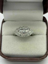Art Deco Vintage Round Cut Lab Created Diamond Engagement 14K White Gold FN Ring
