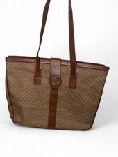 Authentic Vintage Gucci Micro GG Brown/Beige Zip Tote Bag
