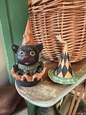 Bethany Lowe Designs Black Cat and Witch Hat Decor Halloween
