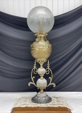 B&H 1890s Antique Oil Lamp Large Banquet Victorian Edwardian Boudoir, Converted