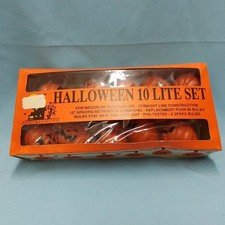Blow Mold Halloween Pumpkin 10 Lite Set Original Box
