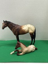 Breyer Vintage Lot Appaloosa Mare & Lying Down Foal Traditional - Good Condition