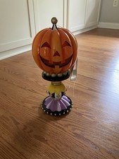 CANDY CORN LANE Jack O Lantern On Pedestal Halloween Pumpkin Decor Lights up New
