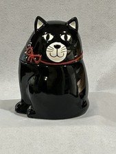 Ceramic Black Cat Cookie Jar Canister Treat Container Halloween Decor