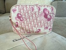 Christian Dior Vintage Pink Cherry Blossom Diorissimo Wristlet Clutch