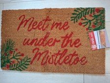 Christmas Coir Rubber Indoor Outdoor Mat"Meet Me Under The Mistletoe"New Cleans