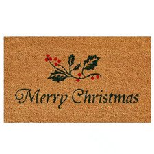 Christmas Holly 17 In. X 29 In. Coir Door Mat