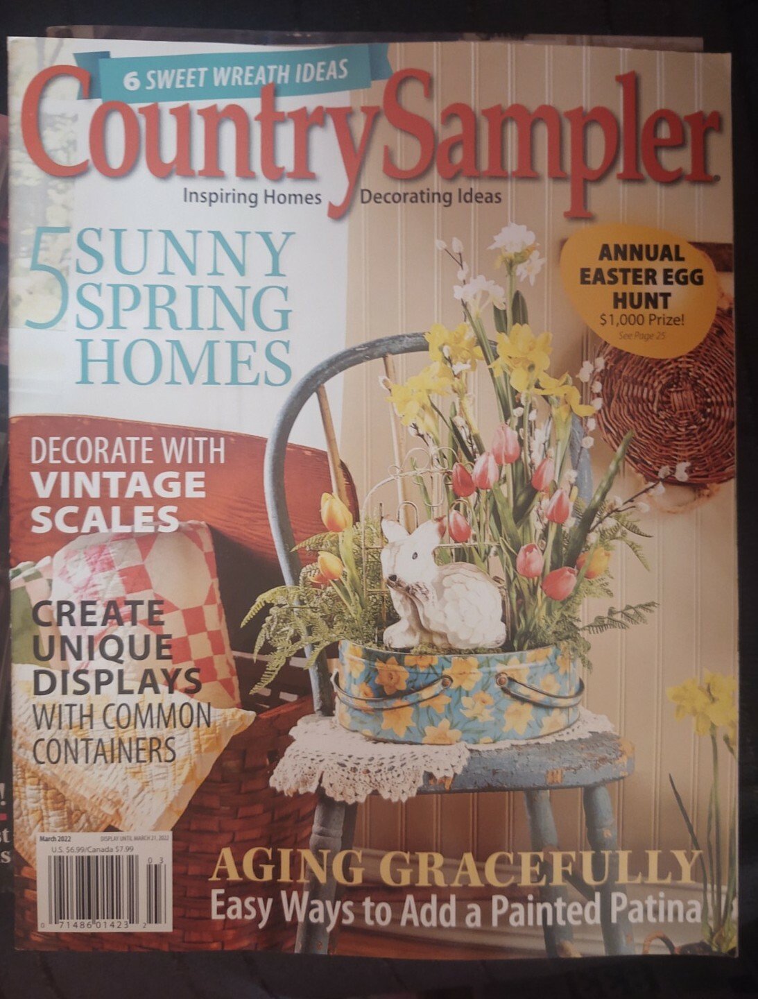 COUNTRY SAMPLER MAGAZINE SPRING DECORATING IDEAS EASTER 2022 VINTAGE