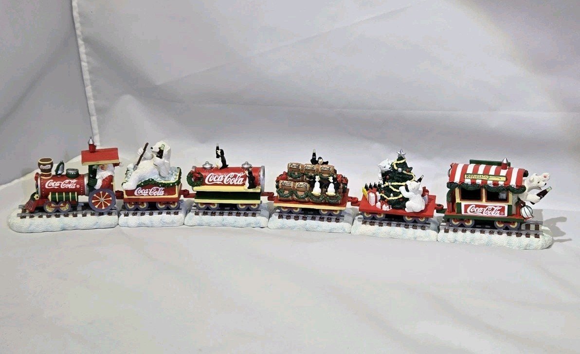 Danbury Mint Coca-Cola Christmas Express Train Set 1998 6pc In Original Box