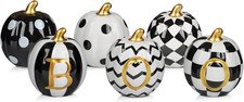 DAZONGE Set of 6 Ceramic Halloween Pumpkins Halloween Decorations Indoor | Assor