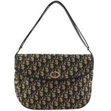 Dior Trotter Shoulder Bag vintage Navy blue canvas Women