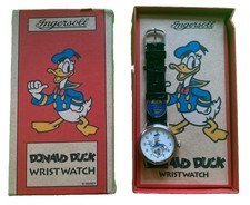 Disney Ingersoll 1994 Donald Duck Watch Leather Band Rare 60th Birthday Mickey