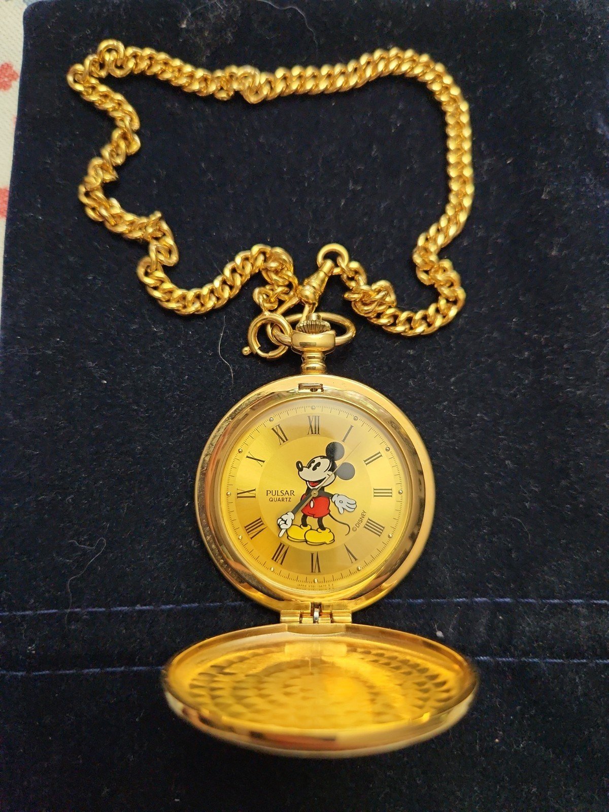 Disney ,Mickey Mouse, Pulsar, Gold Pocket Watch , Never USED...WILL NEED BATTERY