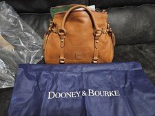 Dooney & Bourke Florentine Brown Buckle Satchel Zip Tassel Red Lining