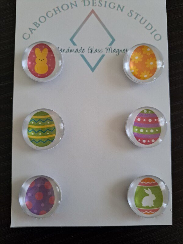 Easter Egg Glass Cabochon Magnets, HANDMADE Home Decor, Gift Idea, Spring