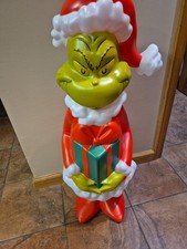 Gemmy The Grinch W/ Christmas Present 36" Tall Light Up Blow Mold Decoration