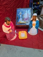 General Foam Christmas Nativity Blow Mold Set Lighted Jesus Mary Joseph