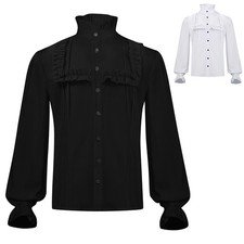Gothic Mens Shirt Stand Collar Long Sleeves Mens Shirt Steampunk Medieval Shirt