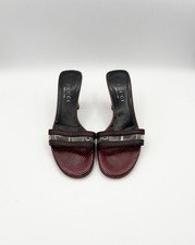 Gucci Burgundy Red Python & PVC Mules Block Heels Vintage Snakeskin Size EU 35