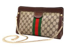 GUCCI VINTAGE GG Supreme Shoulder Bag Sherry Brown Classic Medium Authentic