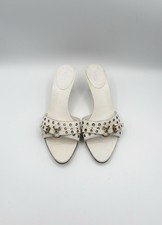 Gucci White Leather Mules w/ Gold Grommet Details Vintage Y2K Size EU 37