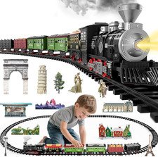 Large Train Set for Kids 4-8, Electric Train Toy with Realistic Sound,