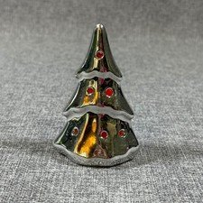 Light Up Color Changing Christmas Tree 4" Silver Chrome Metallic Holiday Decor