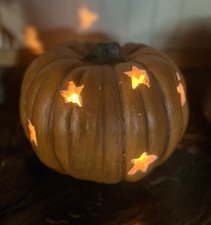 Lighted Pumpkin With Stars 8X9 Light Up Fall Decor Rustic Halloween Country Farm