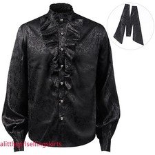 Mens Pleated Shirt Medieval Clothing Steampunk Victorian Top Formal Dress Shirts