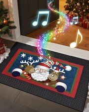 Merry Christmas Front Door Entryway Mats with Light & Music, 18x30 Heavy Duty