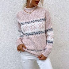 Mock Neck Sweater Casual For 2022 New Autumn Winter Christmas Jumpers Women's Lo
